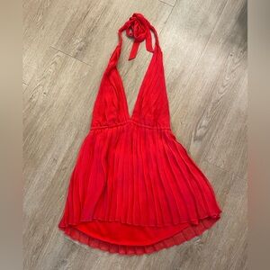 Alice + Olivia Silk Pleated Halter